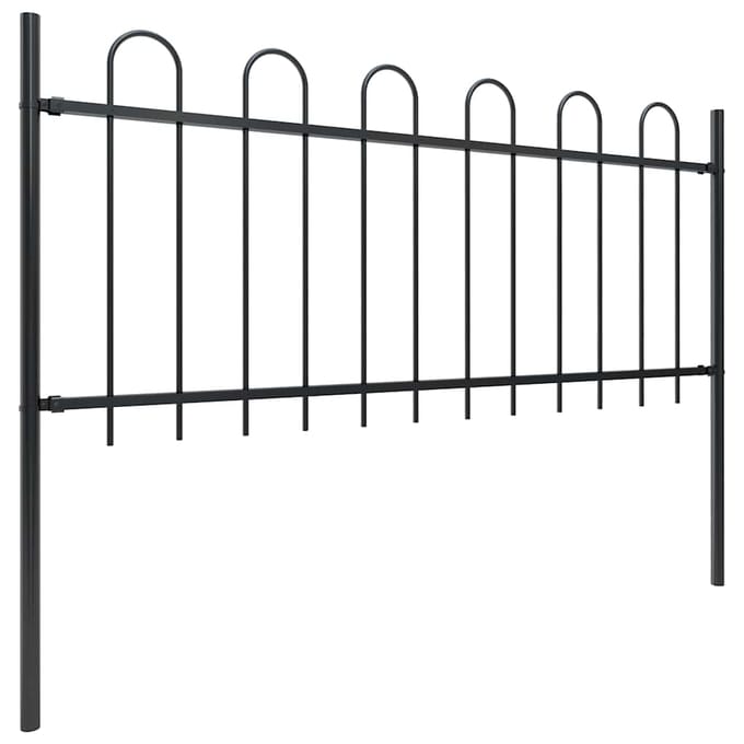 vidaXL - Tuinhek - met - ringtop - staal - 1005x80 - cm - zwart