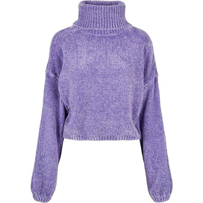 Urban Classics - Short Chenille Turtleneck Sweater/trui - S - Paars