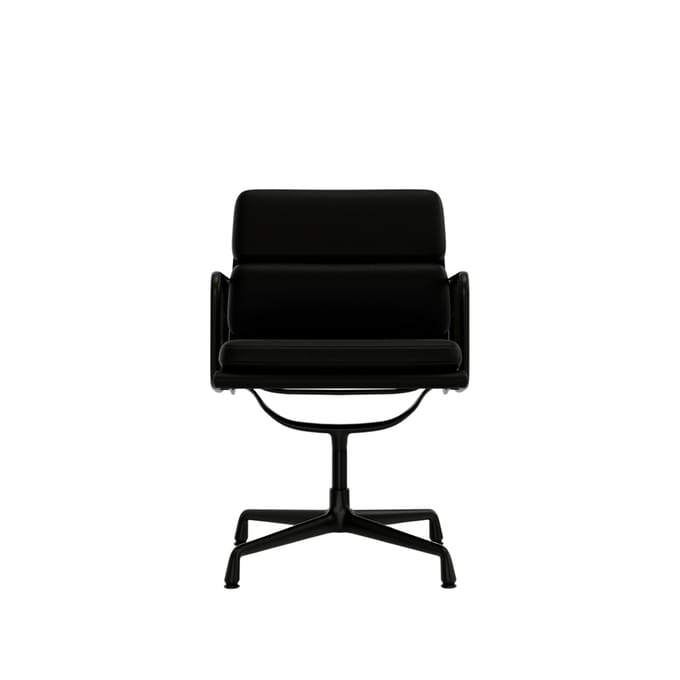 Vitra - Soft Pad Chair - EA 208 - diepzwart - Leder/Plano - nero/nero