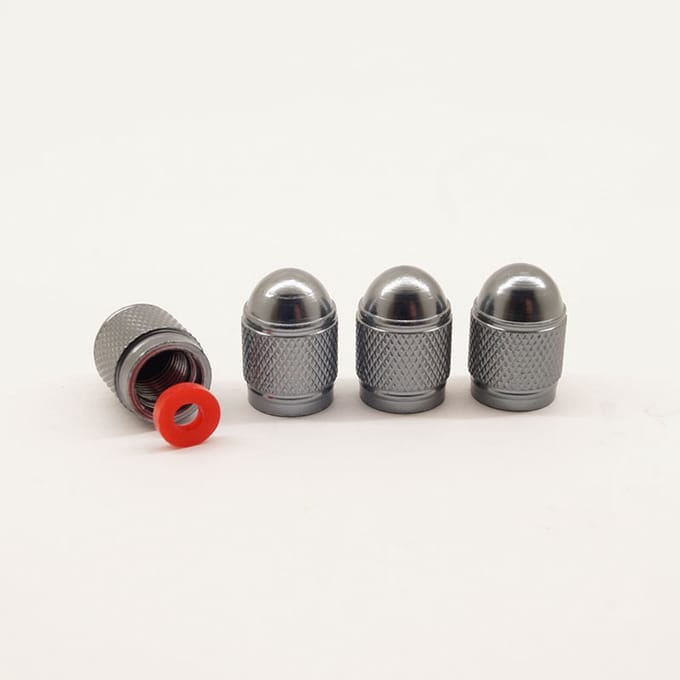 Schrader (auto) ventiel - Grijs aluminium bolvormig met afdichting