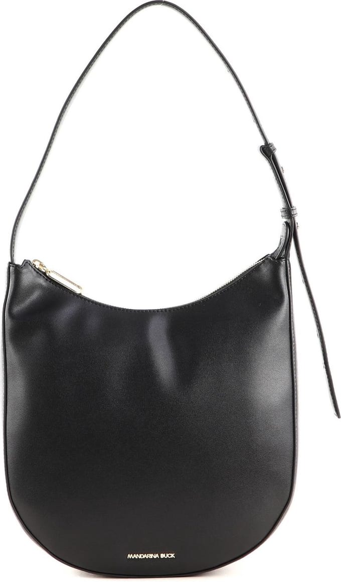 MANDARINA DUCK Leren Schoudertas Luna Hobo Black Zwart