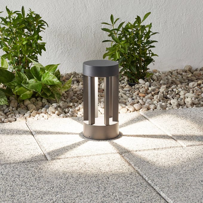Lindby LED sokkellamp Jordis, 22 cm, antraciet, aluminium