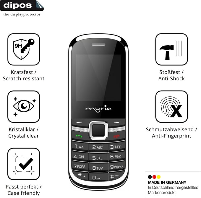 dipos – 2x Pantserfolie geschikt voor Myria Tiny | 9H Screenprotector