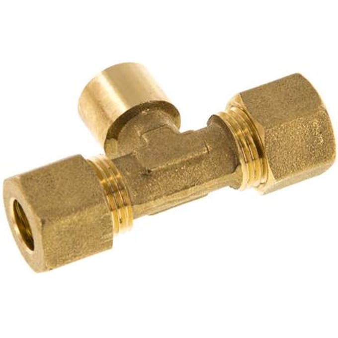 G 1/4'' x 10mm Messing T-stuk Knelfitting 95 Bar DIN EN 1254-2
