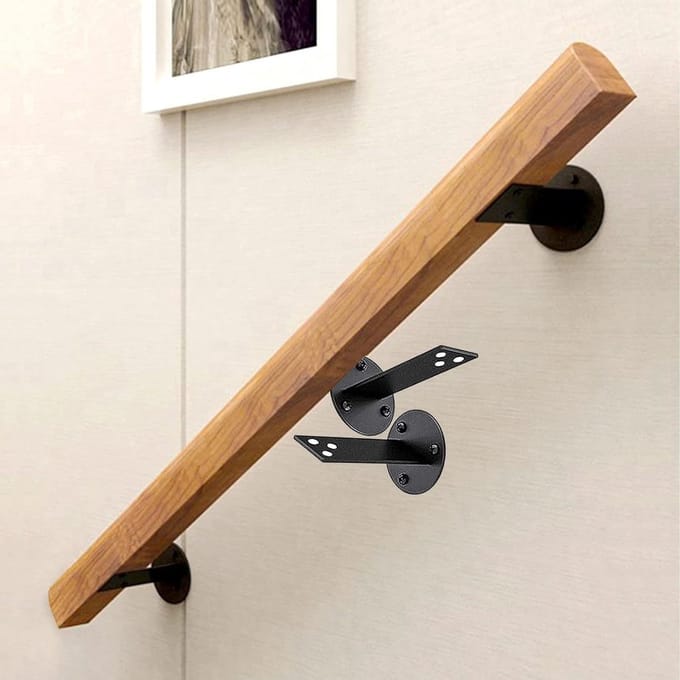 Trapleuning hout - Muurleuning trap - Veilig traplopen - Massief grenenhout - 150 cm - Houtkleur