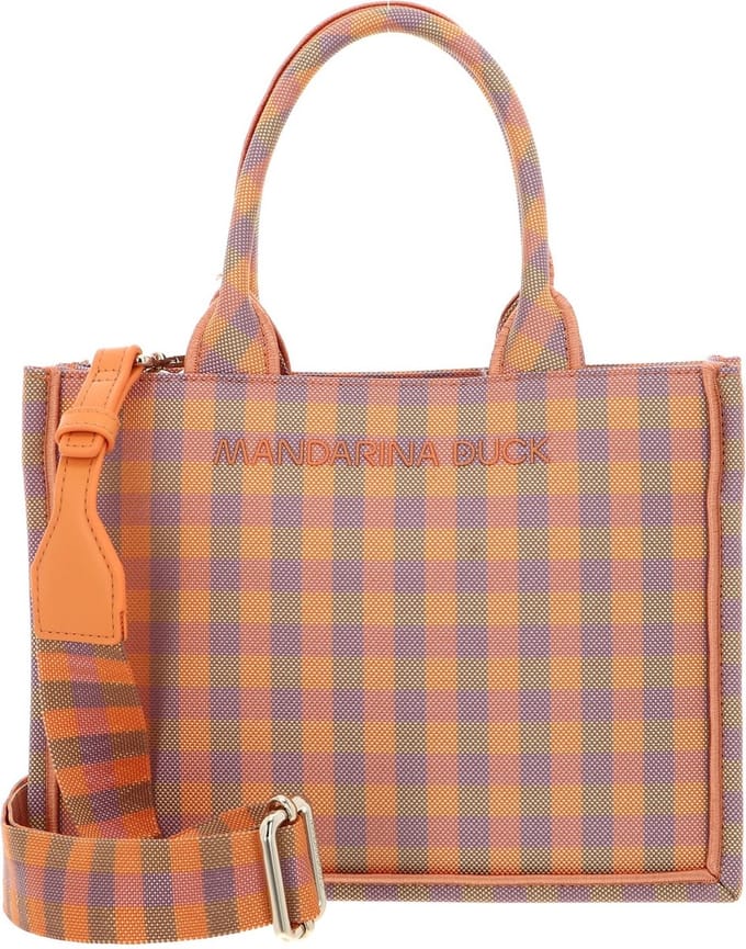 MANDARINA DUCK Handtas Schoudertas Vichy Tote Vichy Orange Abrikoos