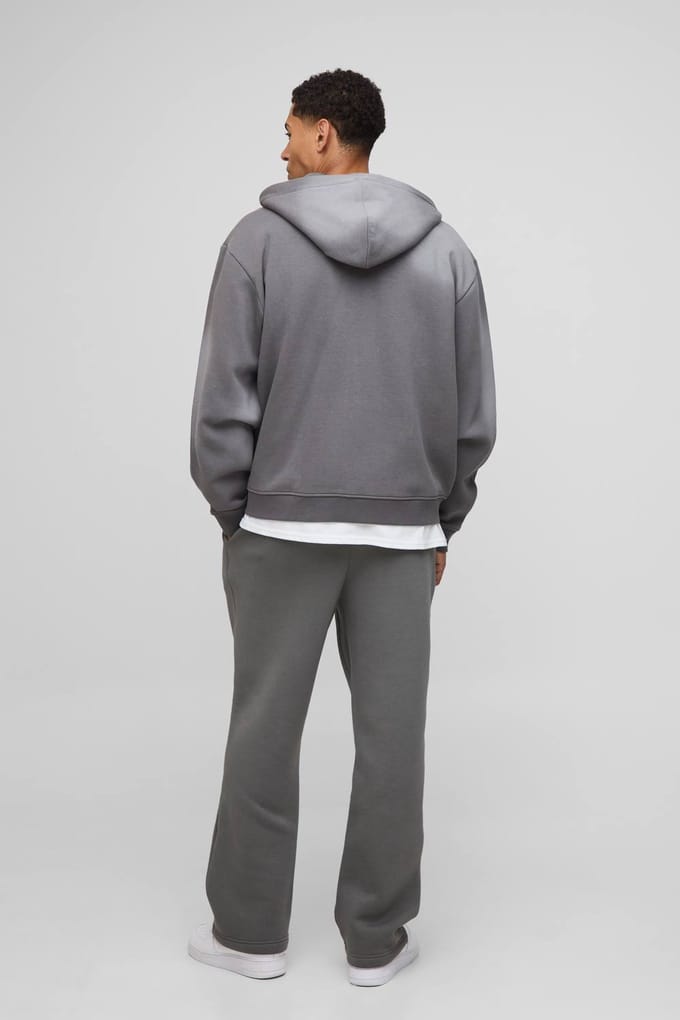 Oversized joggers voor mannen met scriptprint en verlaagde kruis | Charcoal | Size Medium