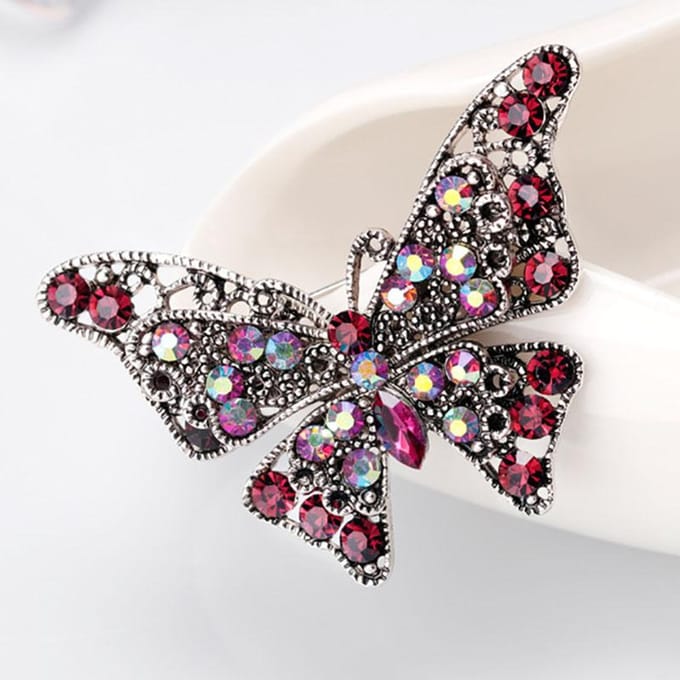 High-End Exquise Legering Corsage Creatieve Exquise Strass Vlinder Broche Kleding Accessoires gray