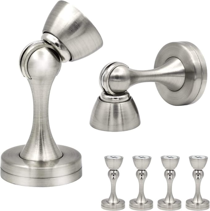 Magnetische Deurstop - Deurvanger - Muur Beschermen - Soft Catch Ontwerp - 6 Stuks - Zilver