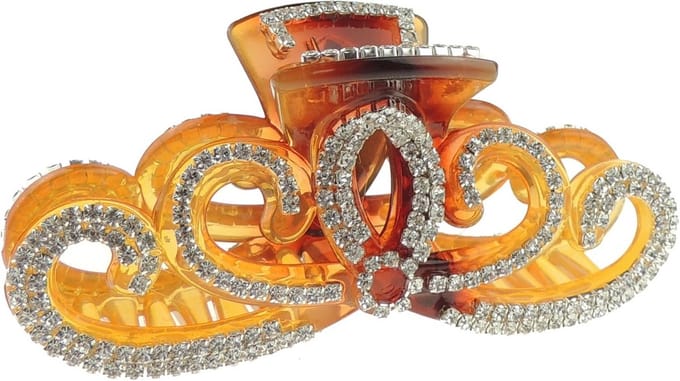 Grote Elegante Haar Klem met Kristallen Strass Versiering - 11.5 cm