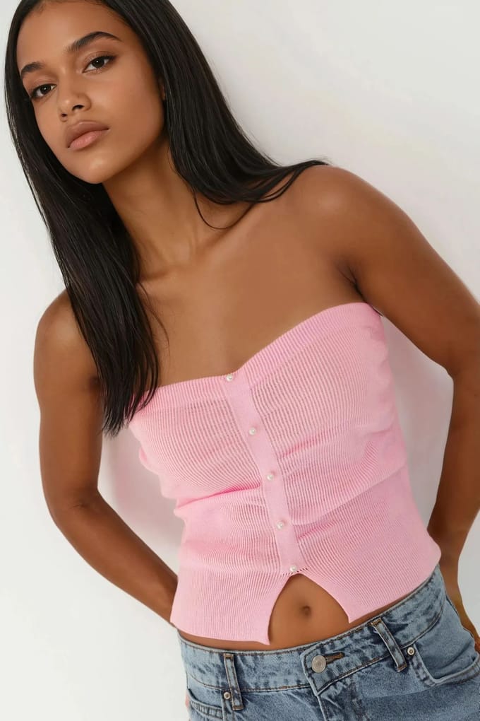 Slim Fit Strapless Brei Top