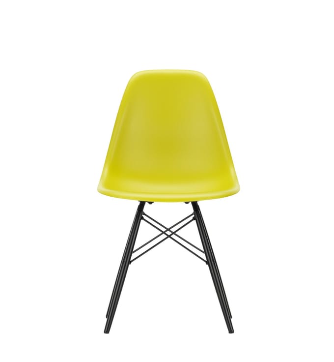 Vitra - DSW Eames Plastic Sidechair - mosterd RE - esdoorn zwart - geel