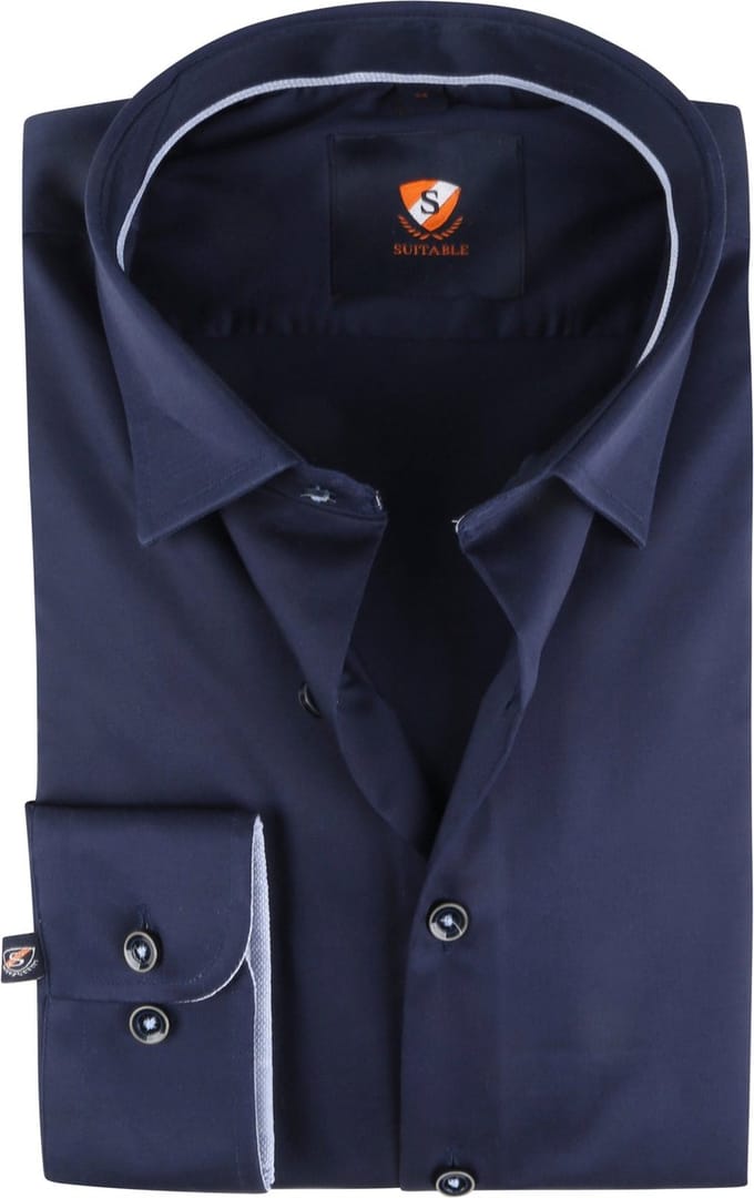 Suitable Twill Overhemd Donkerblauw - Maat 38 - Heren - Casual Shirt
