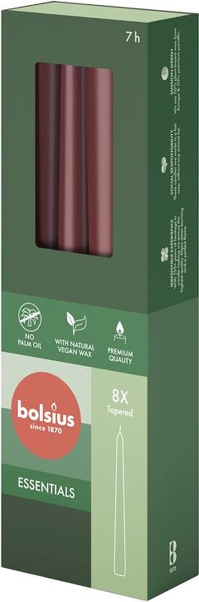 Bolsius - Gotische kaarsen - 245/24 - 8 stuks per verpakking - Velvet Red