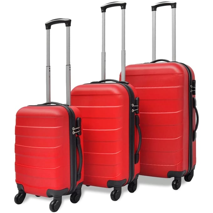 vidaXL - 3-delige - Kofferset - hard - 45,5/55/66 - cm - rood