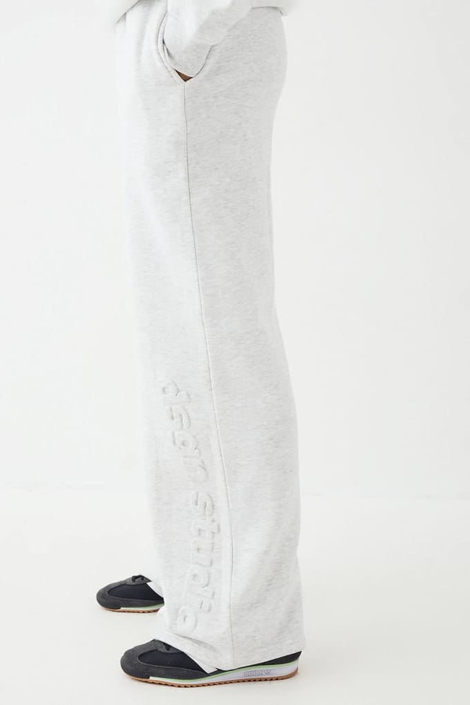 Dames DSGN Studio Geembosseerde Wijde Pijpen Jogger | Ash Grey | Maat: Large