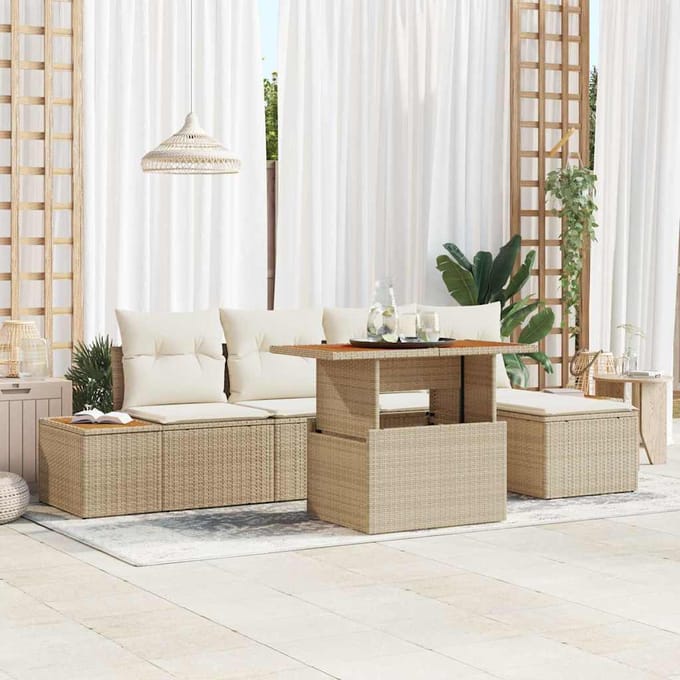 vidaXL - Tuinbank - Set - 6 - st - Beige - en - Crème