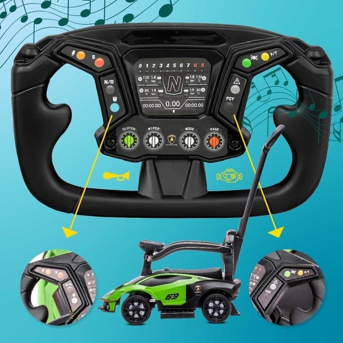 Duwauto voor kinderen, Loopauto vanaf 1 jaar met duwstang, kinderauto Essenza SCV12, Aauto kinderen (Groen)