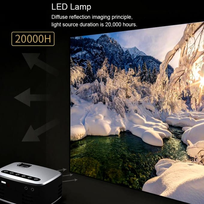 T20 Mini Draagbare Projector 1080P USB HD LED Home Media Videospeler Bioscoop Projector 320x240 US Plug zilver