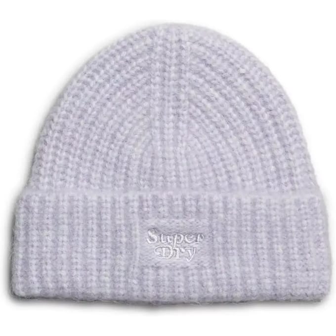 Superdry Ribgebreide Beanie Paars Grootte: 1SIZE