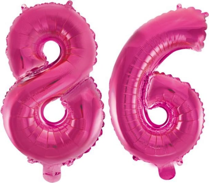 Folieballon 86 jaar roze 41cm