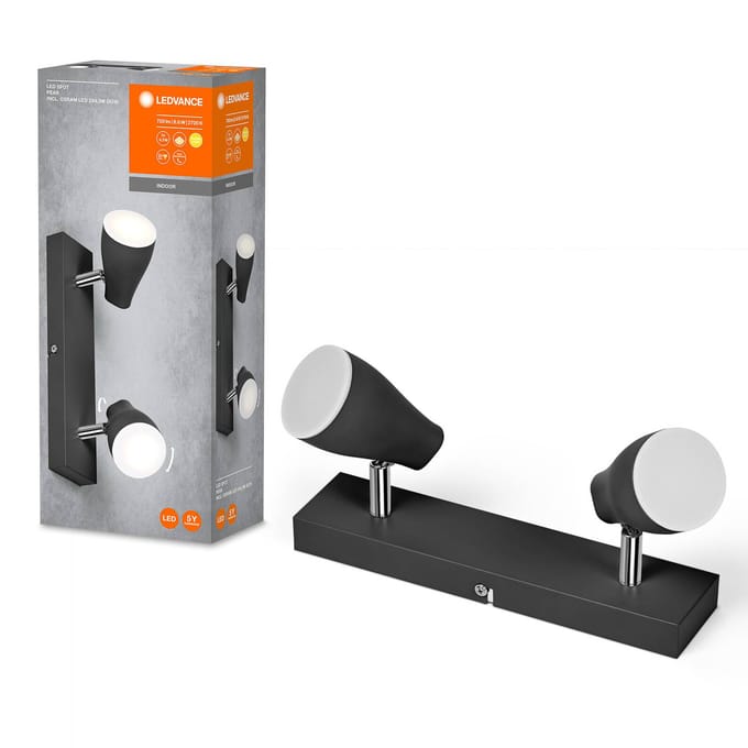 LEDVANCE Pear LED opbouwspot GU10 2-lamps zwart