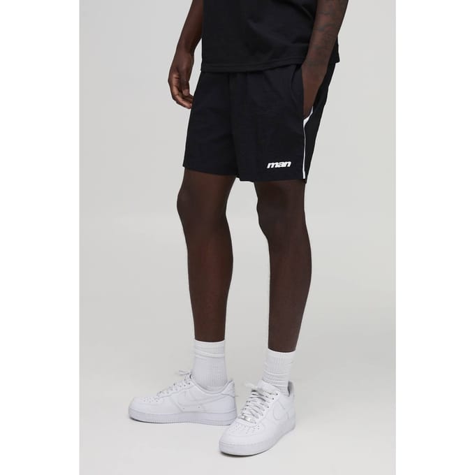 Ontspannen Korte Short Met Zijstreep Van Nylon | Black | Size Medium