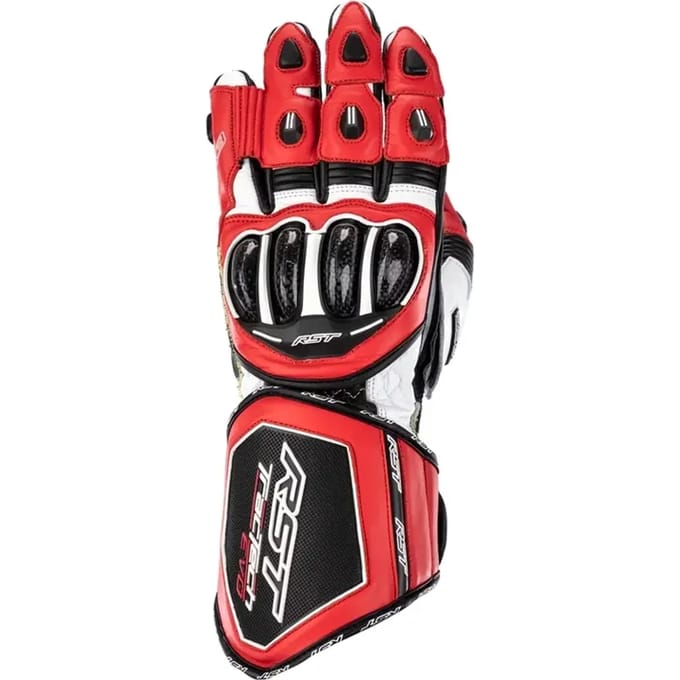 RST Motorhandschoenen Tractech Evo 4 Leer Handschoenen Rood/Wit/Zwart Maat S Rood & Rood &…