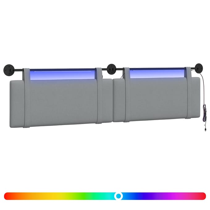 vidaXL - Hangend - hoofdbord - Lichtgrijs - Stof