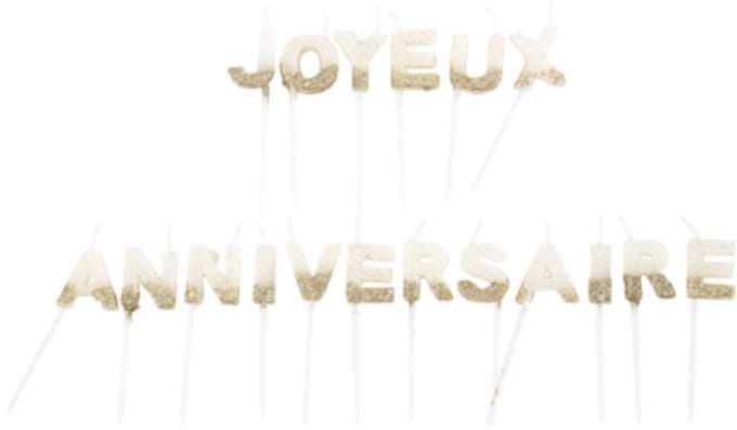 ARTYFETES - Witte Happy Birthday Kaarsen met Goudglitter 4,3 cm, Set van 18