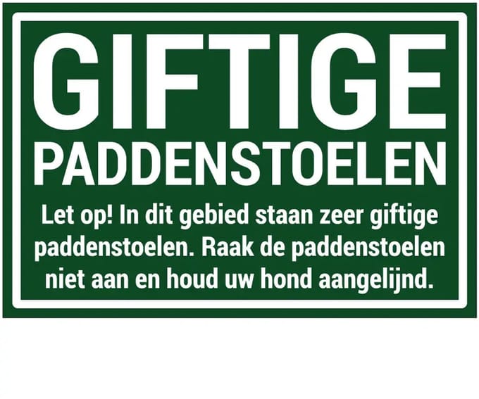 Giftige paddenstoelen bord | gecoat dibond materiaal | 45 x 30 cm