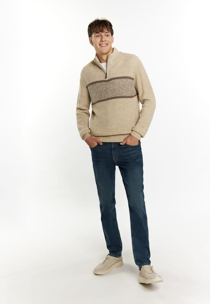 Mo Grof gebreide trui Heren Beige Veelkleurig
