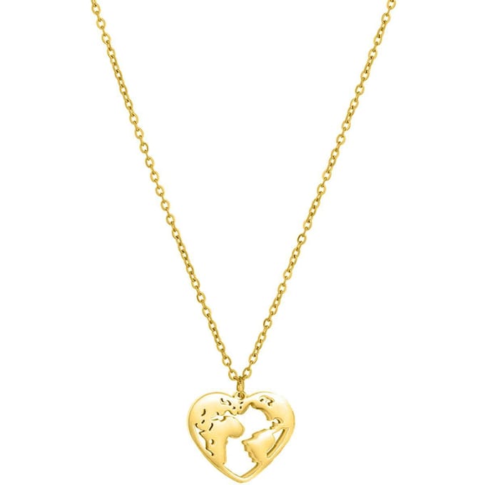 Victorious Dames Ketting Goudkleurig – Hartvormige Wereldketting – Verguld – 45cm