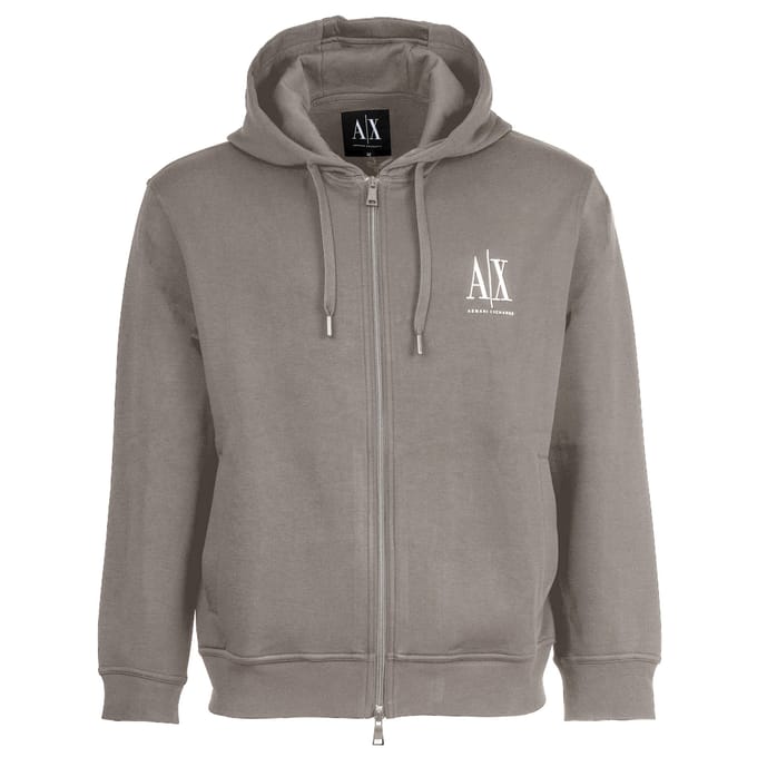 Zip-Up Hooded Sweatshirt with Front Pockets - Grey