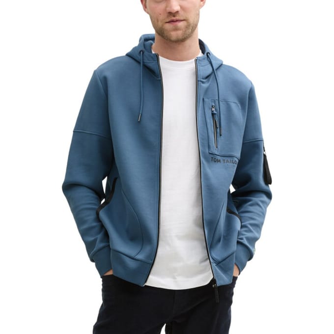 Tom Tailor - Vest met Capuchon - Mannen - XXL - Licht blauw - Katoen - 1045689