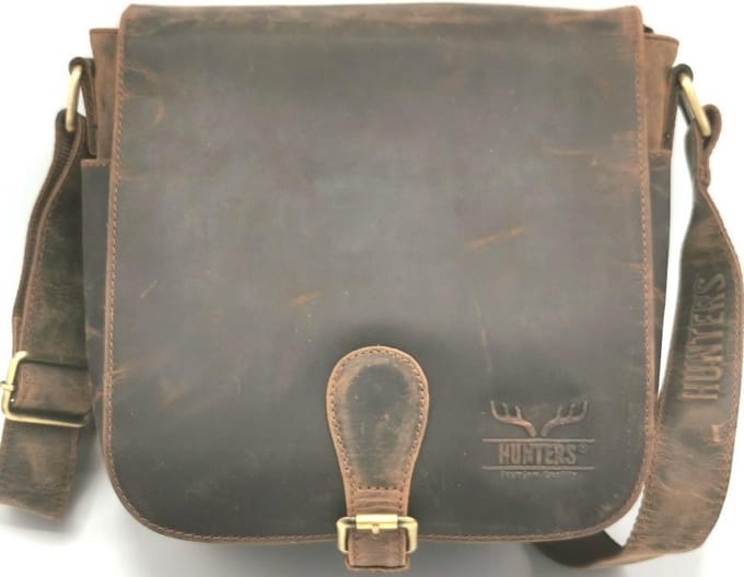 Hunters Zadeltas Buffelleer (groot formaat) - (bxhxd) ca. 25cm x 25cm x 12cm