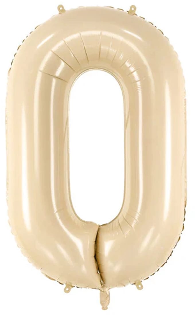 0 Jaar Cijfer Ballon Beige Leeg 72cm