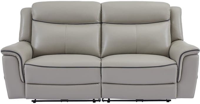 Vente-unique Elektrische driezitsrelaxbank van lichtgrijs leer ADELIO