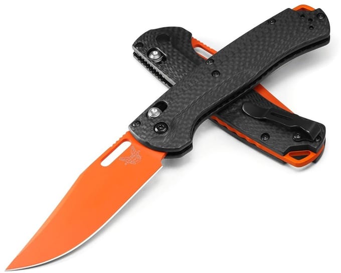 Benchmade Zakmes Taggedout Carbon Fiber grijs - oranje
