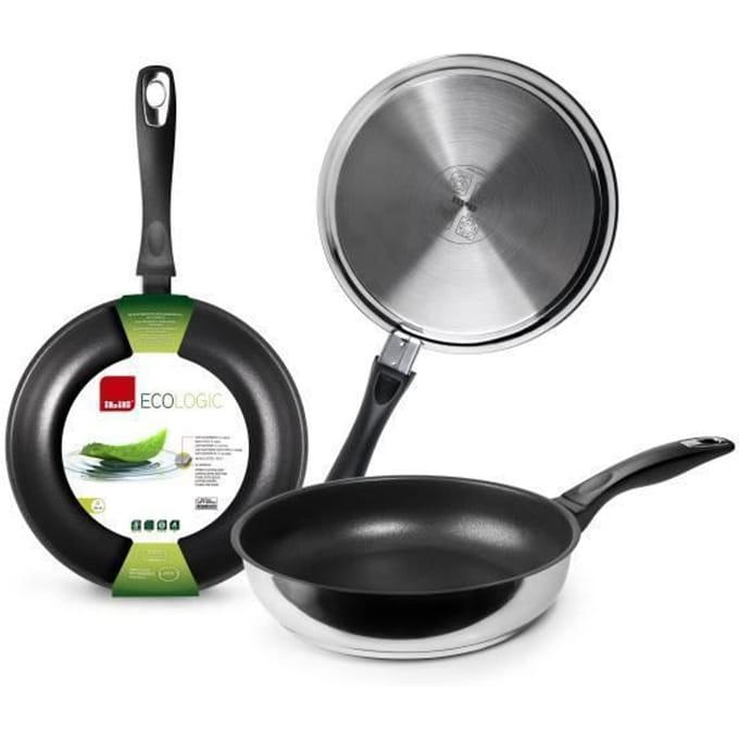 Poêle - IBILI - New Ecologic - 18 cm - Acier inoxydable - Antiadhésif sans PFOA