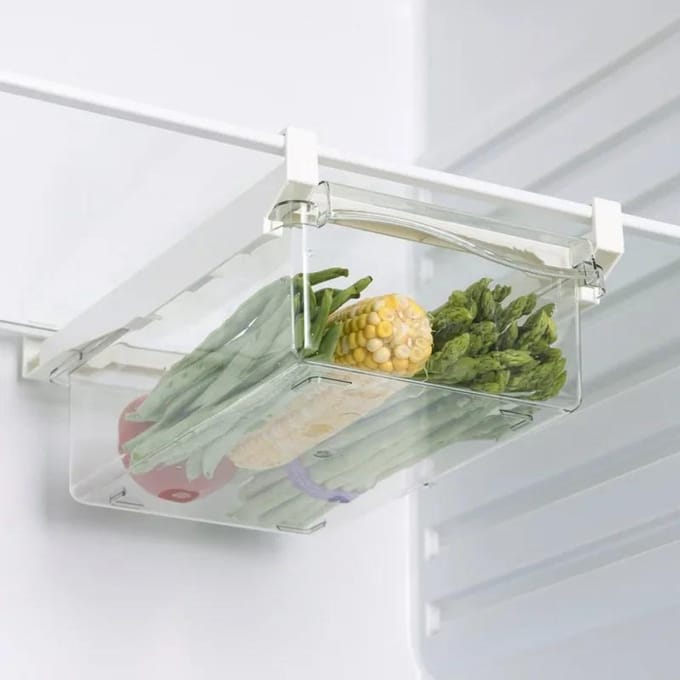 Koelkastlade Stijl Voedselopbergdoos, Fruitverpakkingsmachine, Schapdrager, Schuifbare Plastic Kookcontainer gray