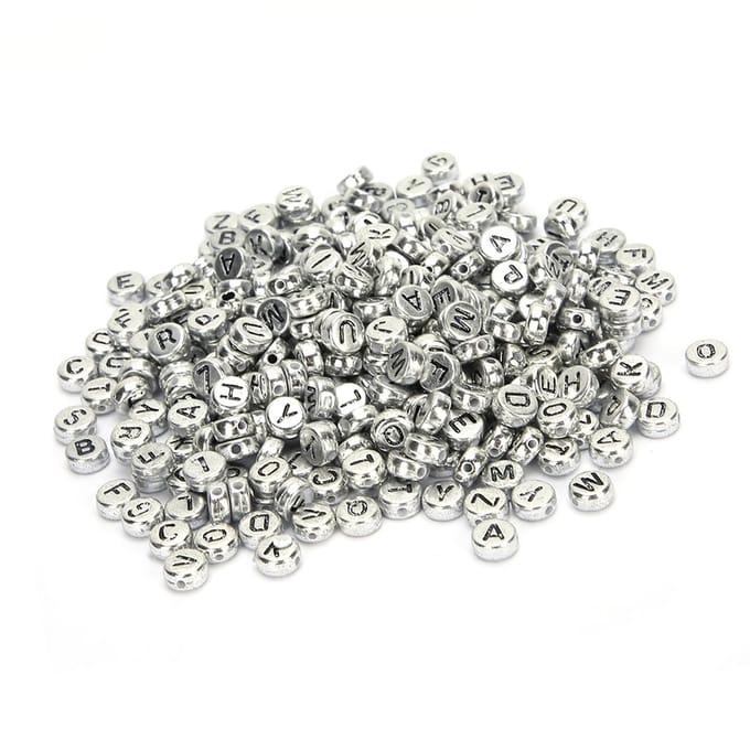 Lot de 500 perles rondes en acrylique, accessoires faits à la main, alphabet anglais