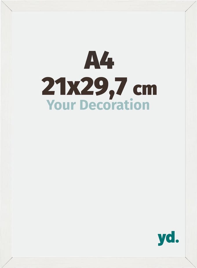 Your Decoration - Fotolijst A4 21x 29,7 cm - MDF - Wit Geveegd - Mura