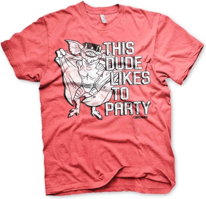 Gremlins Heren Tshirt -S- This Dude Likes To Party Rood