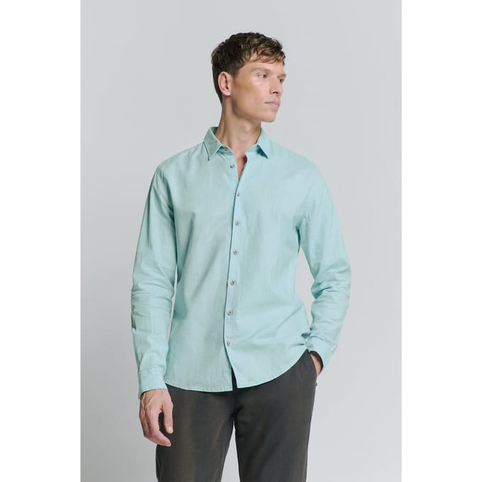 No Excess Shirt Solid With Linen Ice Größe: M | Casual hemden Outlet | Herren | Weiß
