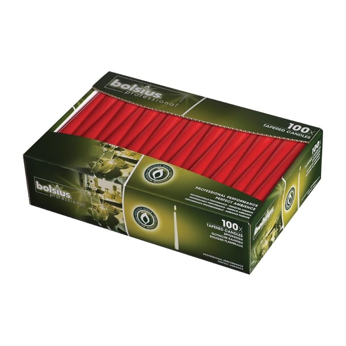 Bolsius Professional - Horeca gotische kaars - 100 stuks per verpakking - Rood