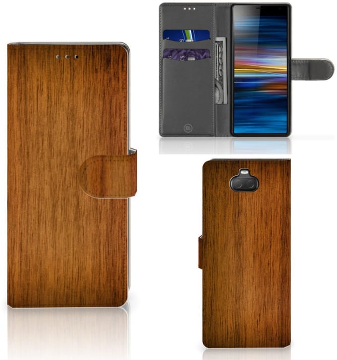 Sony Xperia 10 Book Style Case Donker Hout