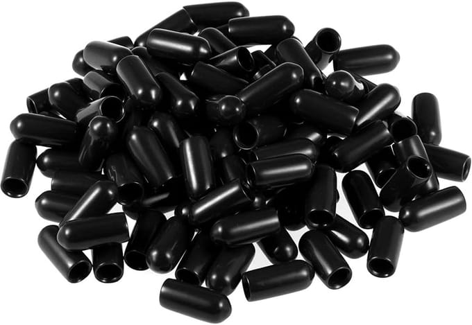 100x Ronde Zwarte Plastic Eindkapjes 5mm - Draadbeschermers & Poten Bescherming