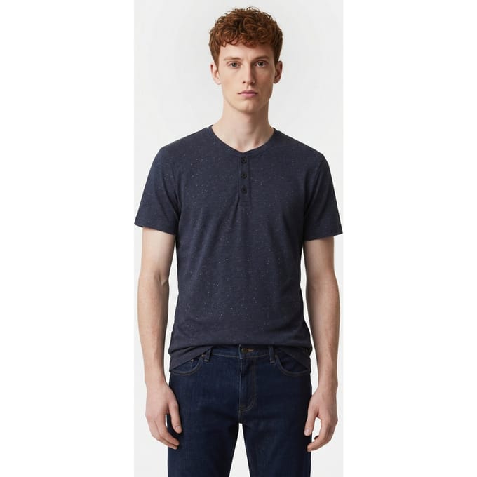 No Excess T-shirt Granddad With Neps Deep Blue Größe: M | Basic T-Shirts Outlet | Herren | Blau