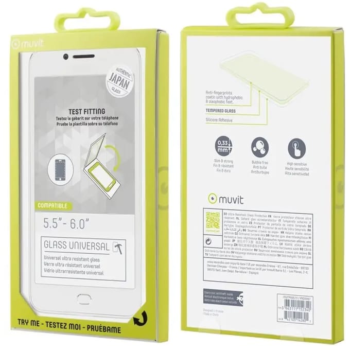 Gehard glas met uitsparing voor knoppen Muvit For Change Mobiles 5,5"-6"